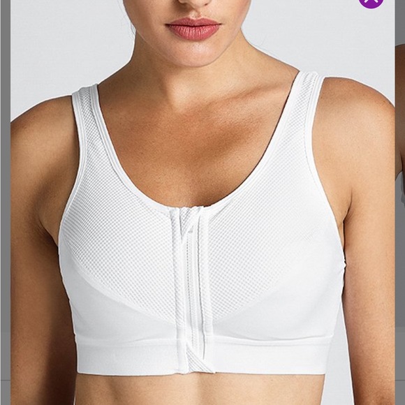 🏃🏽♀️Syrokan🏃🏽♀️white mesh-panel zip front sports bra, size 40 D. - Picture 3 of 15